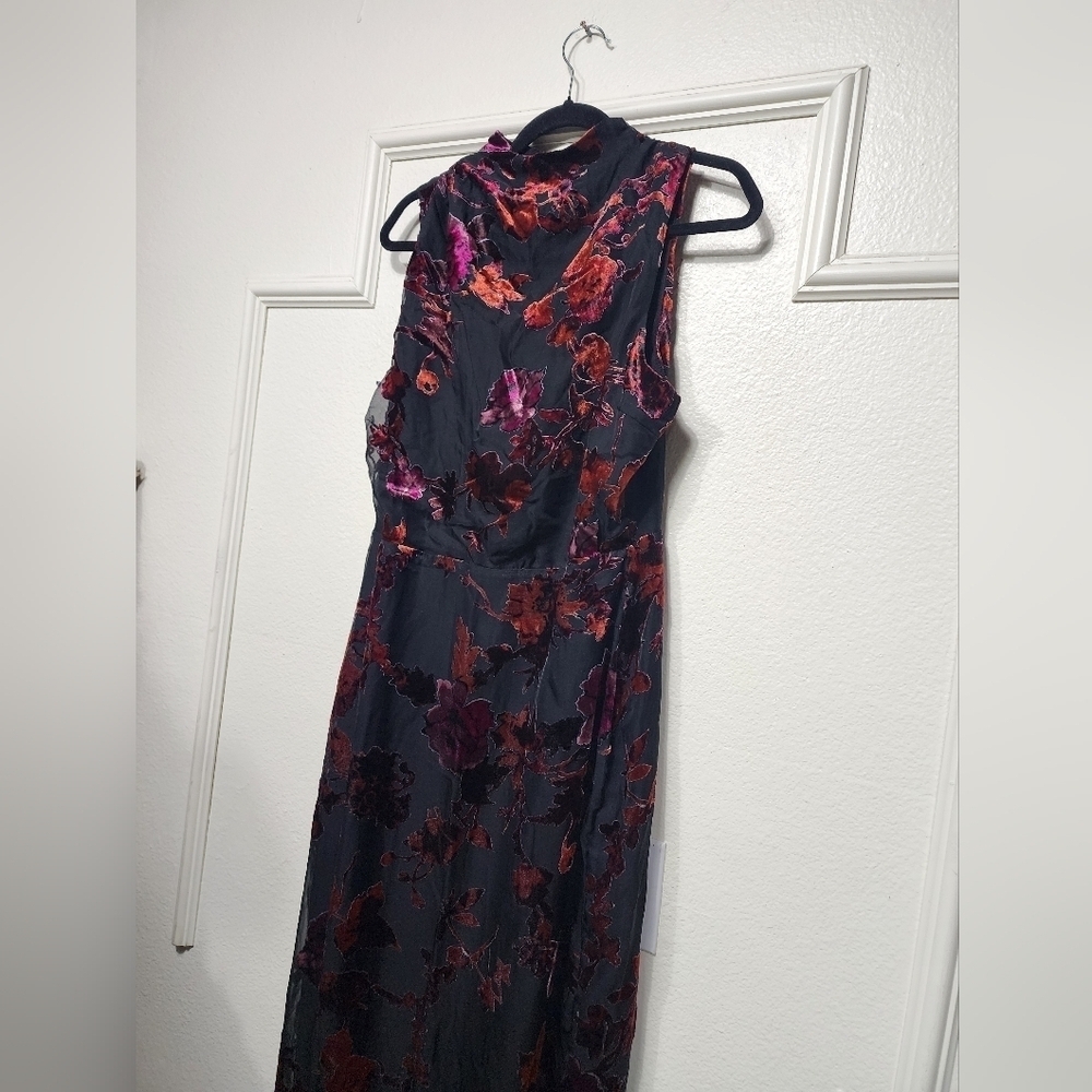 Lulus Composed Glamour Black Burnout Velvet Mock Neck Maxi Dress Wedding Party - Picture 7 of 9